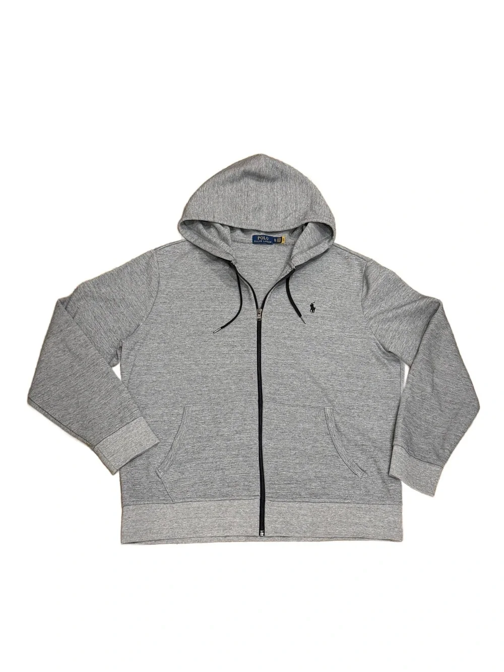 Polo Ralph Lauren Gray Double-Knit Full-Zip Hoodie Size L Authentic QR code
